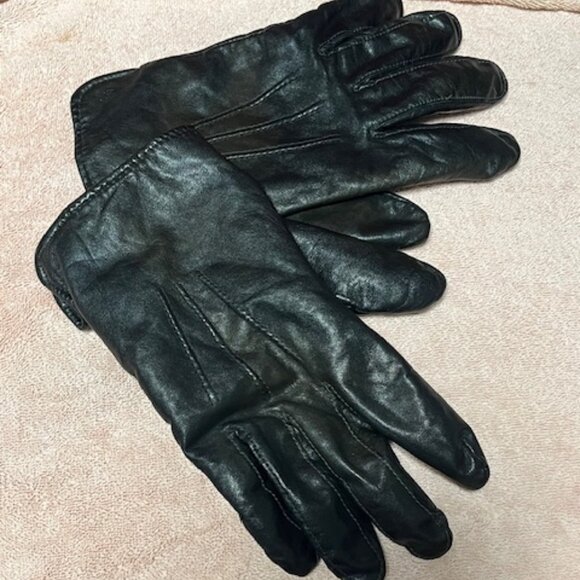 Men's Black Soft Leather Cashmere Lined Winter Gloves Size: Large VGUC - Picture 2 of 15